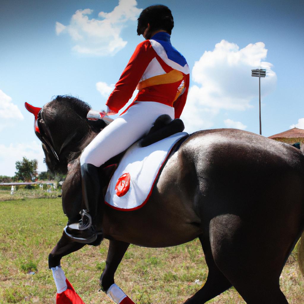 Person riding a horse competitively
