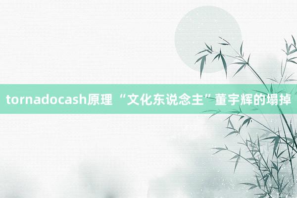 tornadocash原理 “文化东说念主”董宇辉的塌掉