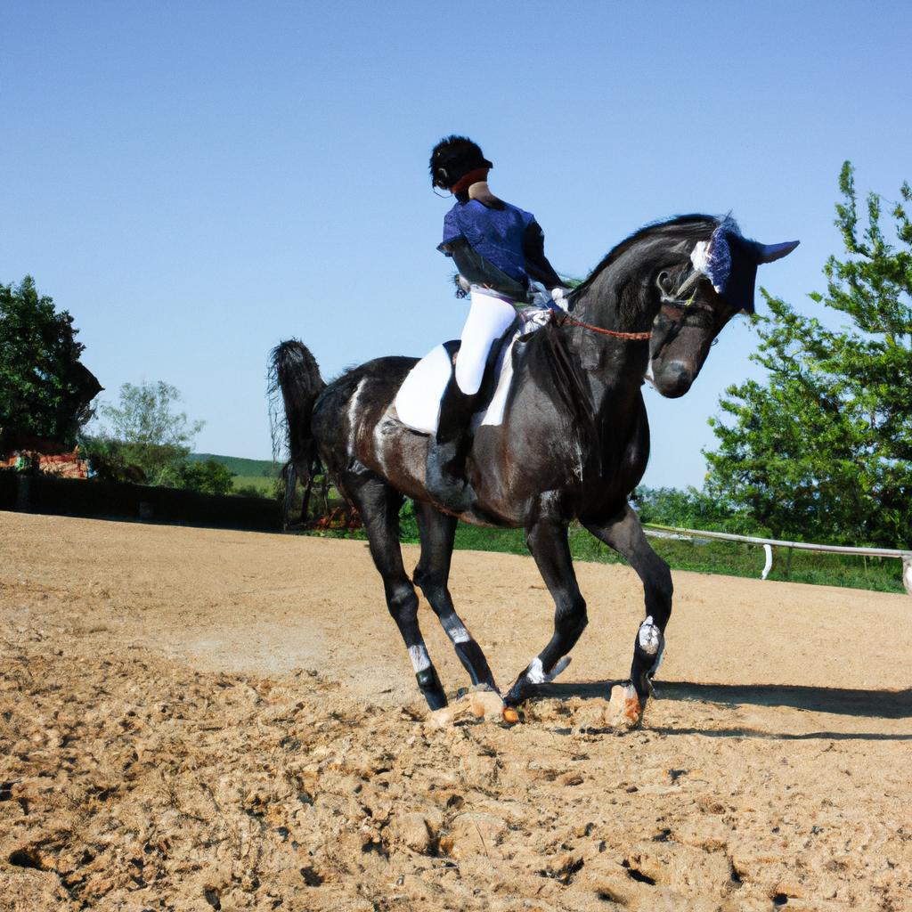 Person performing dressage movements
