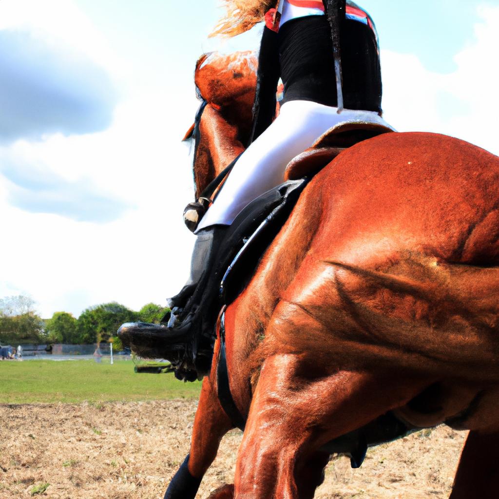 Person riding a horse competitively