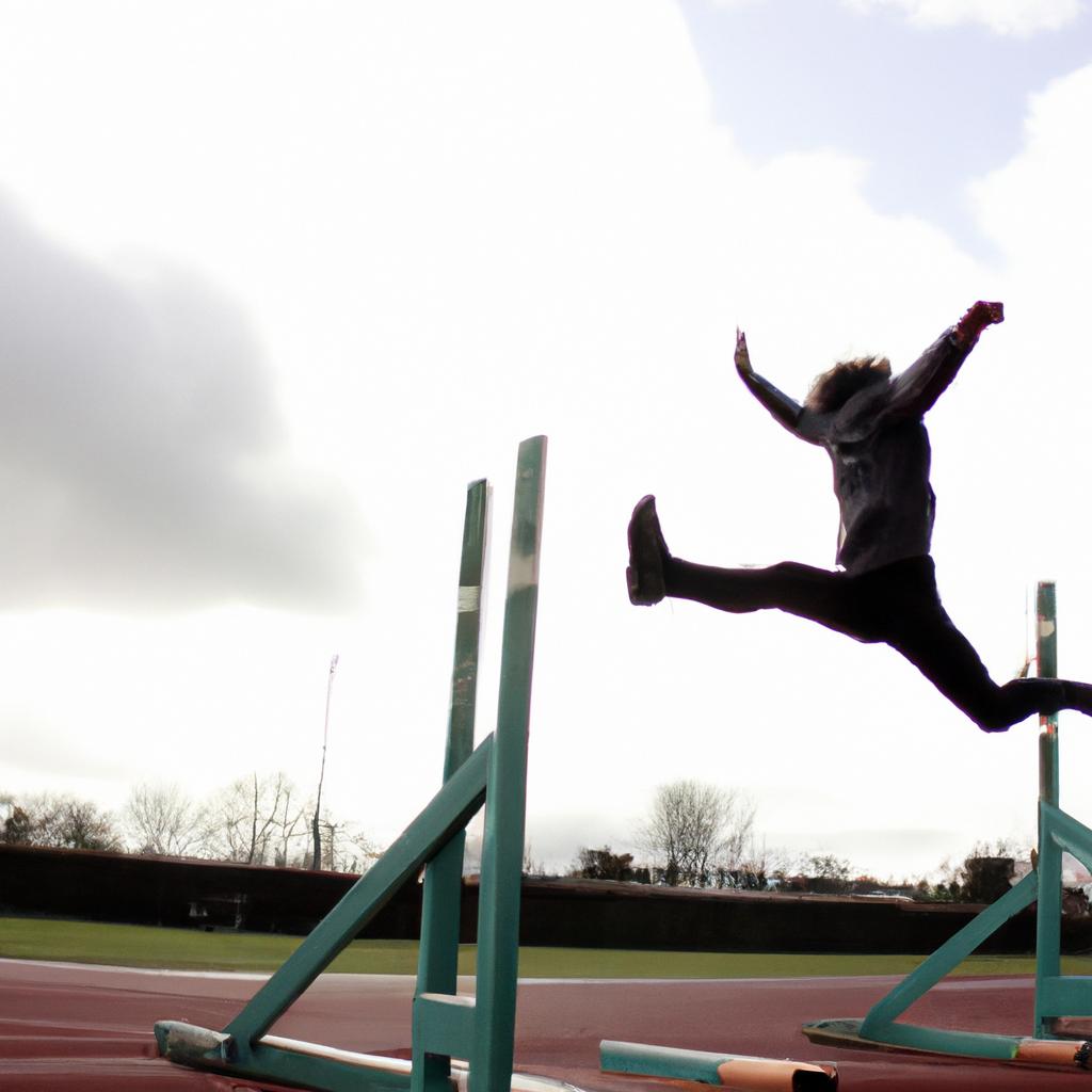 Person jumping over a hurdle
