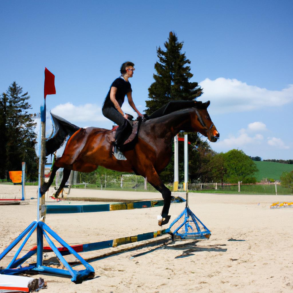 Person practicing equestrian vaulting