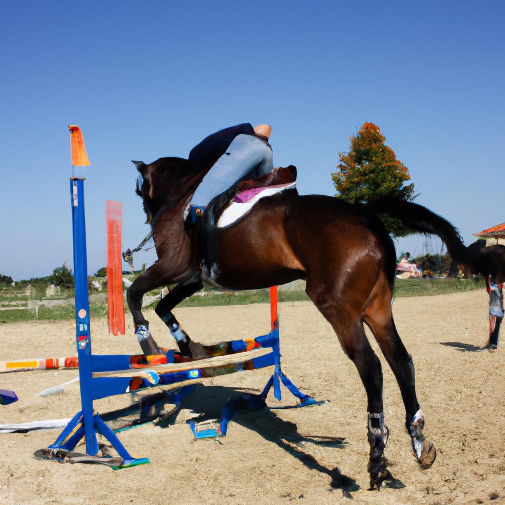 Person performing equestrian vaulting